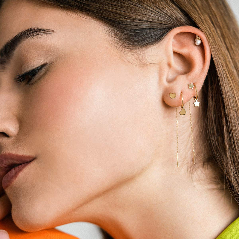 ORECCHINO PIERCING CON TRIANGOLO IN ORO, PERLA E DIAM. LAB. - Tangredi Gioielleria