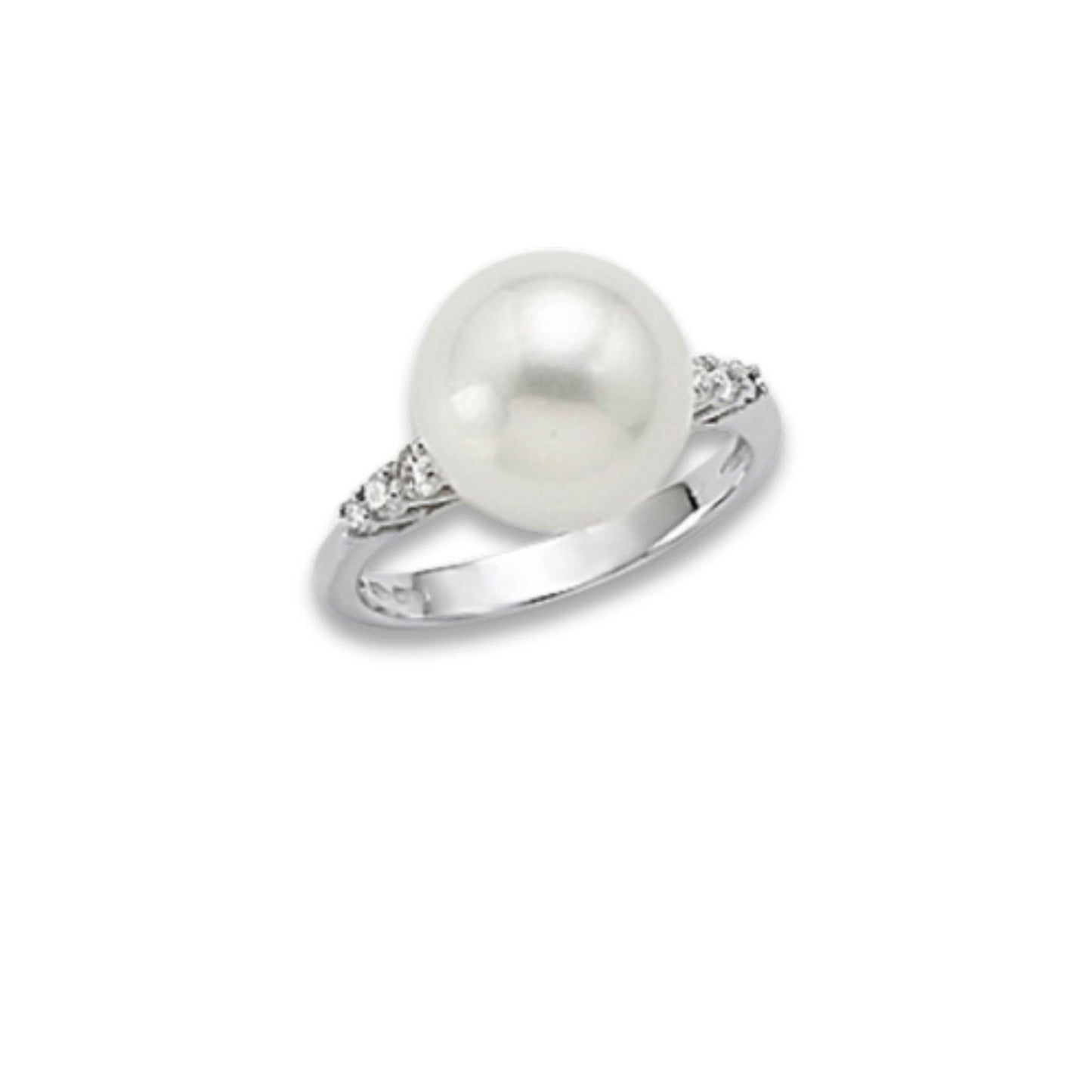 ANELLO ORO BIANCO CON PERLA E DIAMANTI - Tangredi Gioielleria
