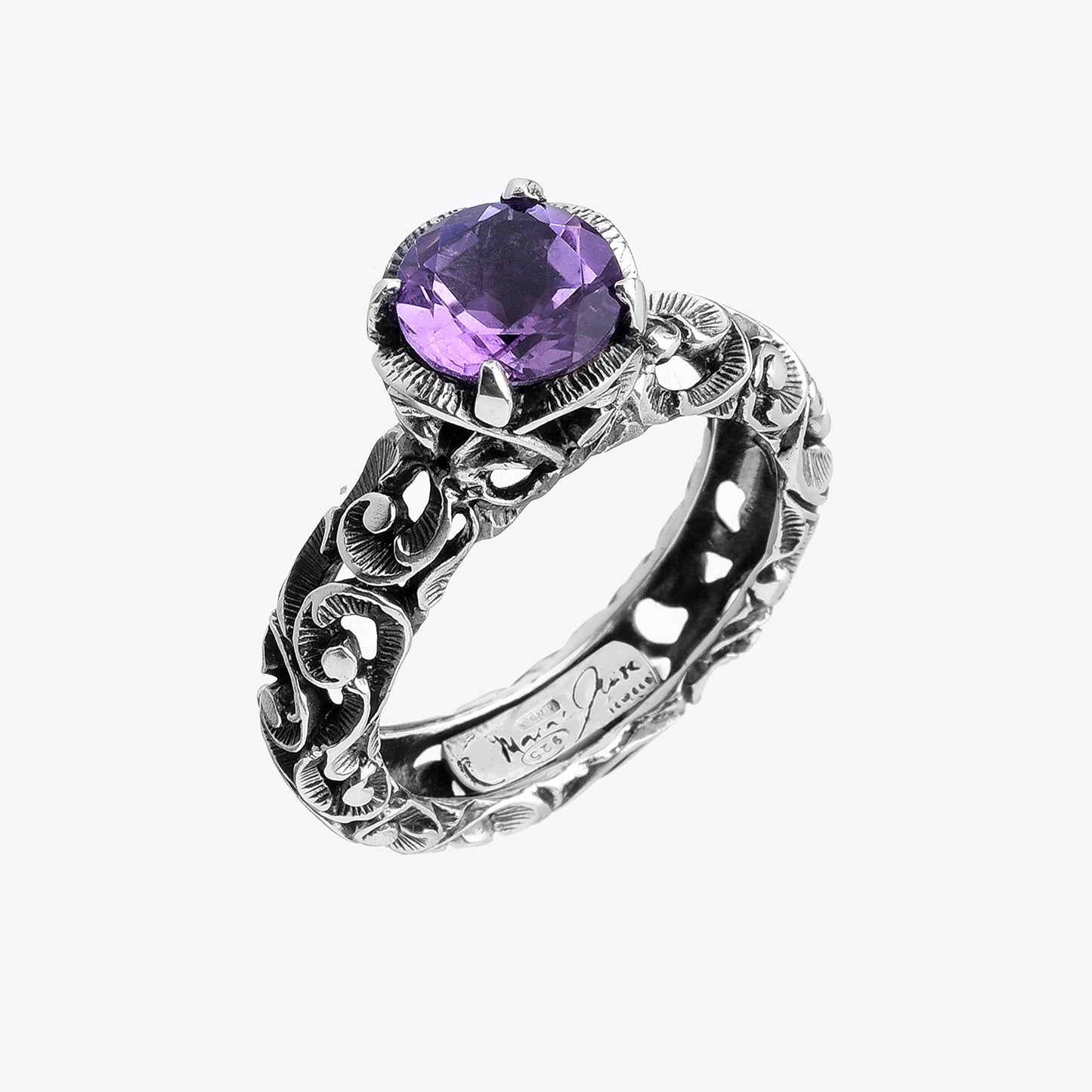 ANELLO SOLITARIO ARGENTO CON AMETISTA - Tangredi Gioielleria