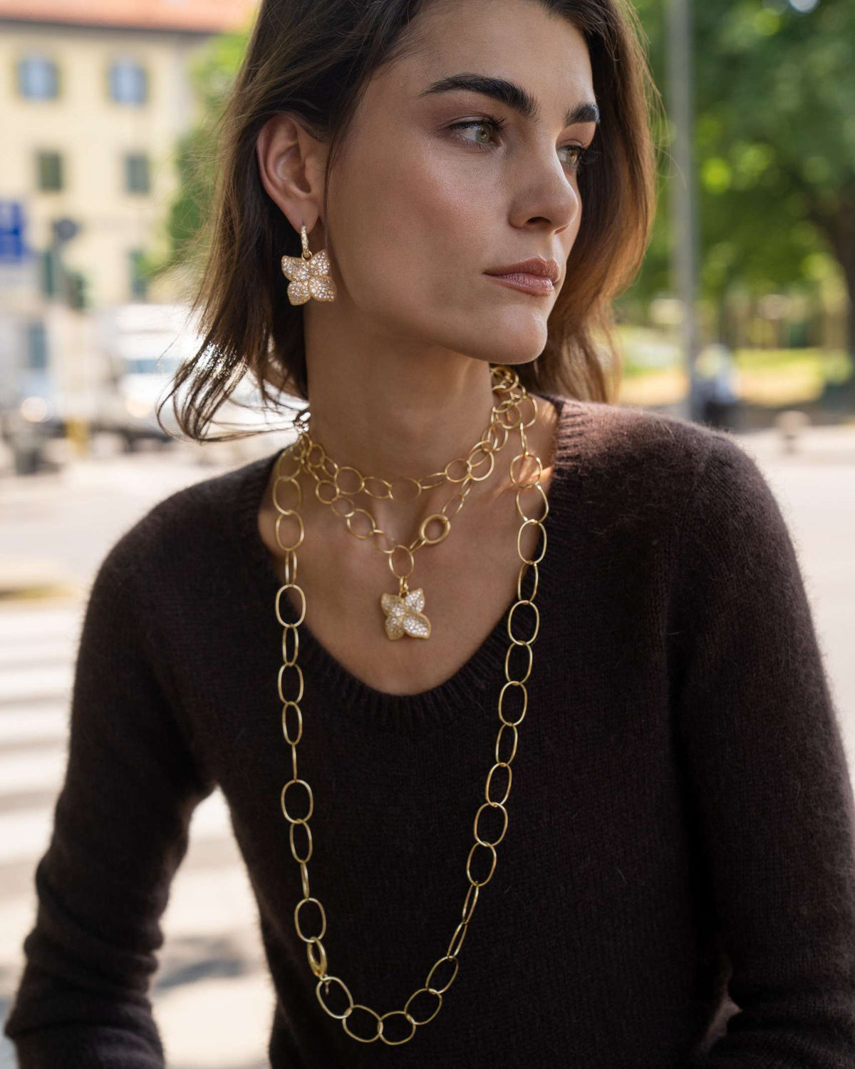 COLLANA MAGLIE OVALI CON ELEMENTI SABBIATI - Tangredi Gioielleria