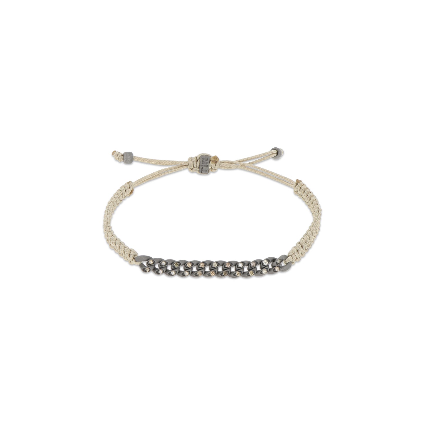 BRACCIALE TITANIO GROUMETTE CON CORDINO SABBIA E DIAMANTI NERI - Tangredi Gioielleria
