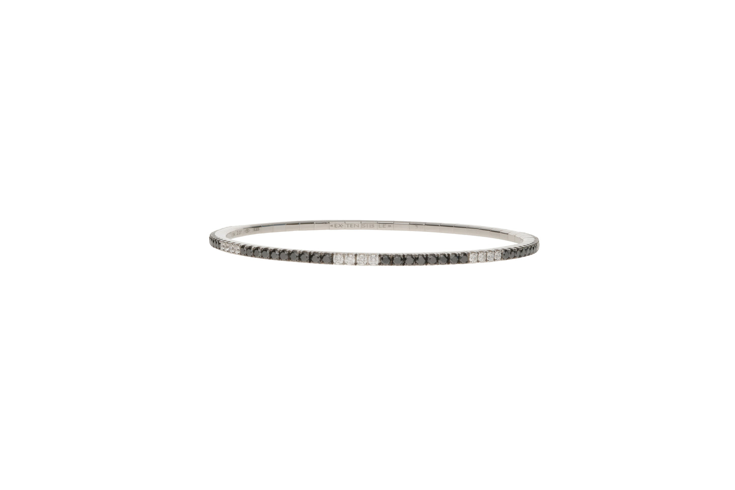 BRACCIALE TENNIS EXTENSIBLE DIAMANTI NERI E SPOT BIANCHI - Tangredi Gioielleria