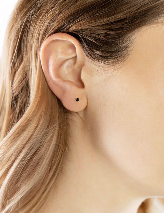 ORECCHINO SOLITARIO ORO E DIAMANTE NERO - Tangredi Gioielleria