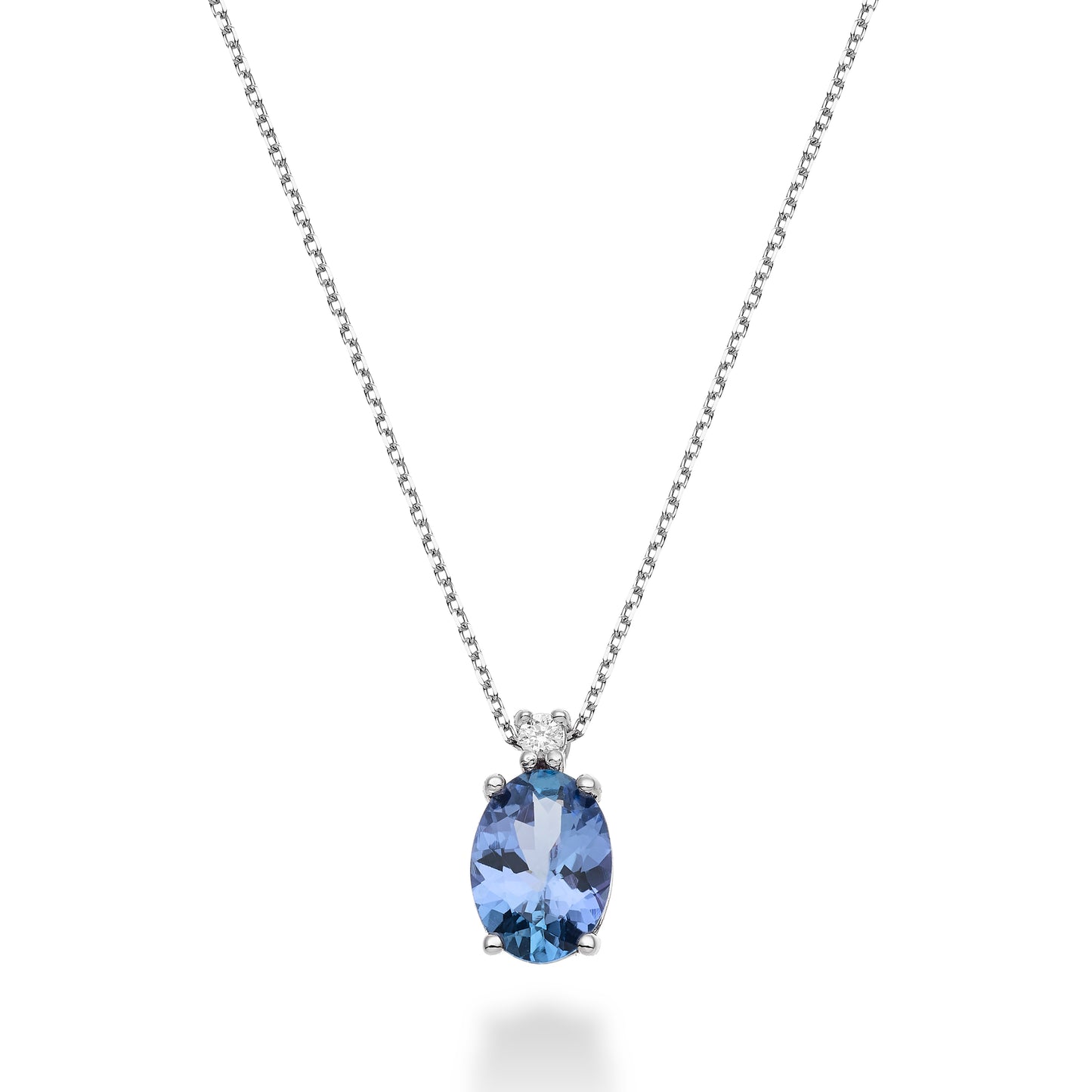 COLLANA ORO BIANCO CON TANZANITE E DIAMANTE - Tangredi Gioielleria