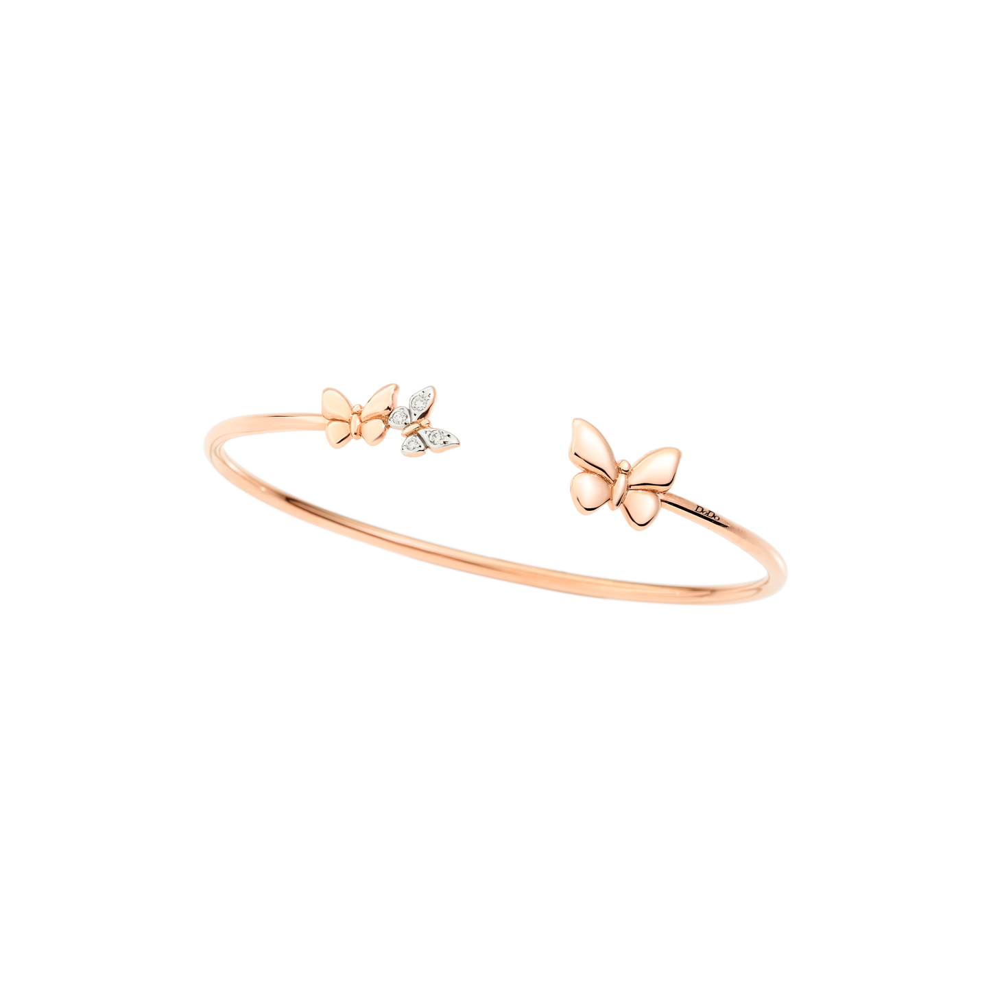 BRACCIALE CUFF FARFALLE ORO ROSA E DIAMANTI - Tangredi Gioielleria