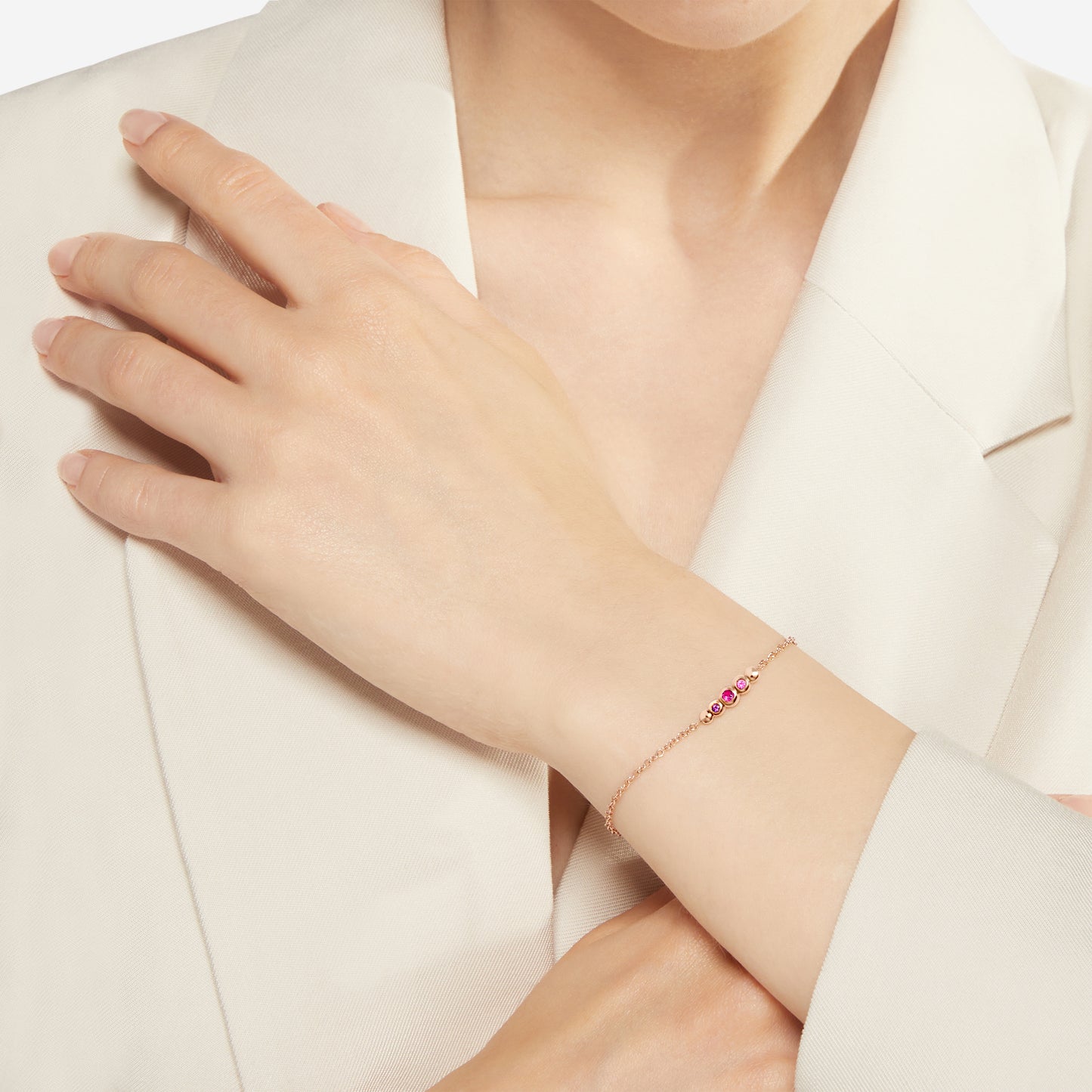 BRACCIALE BOLLICINE ORO ROSA E PIETRE