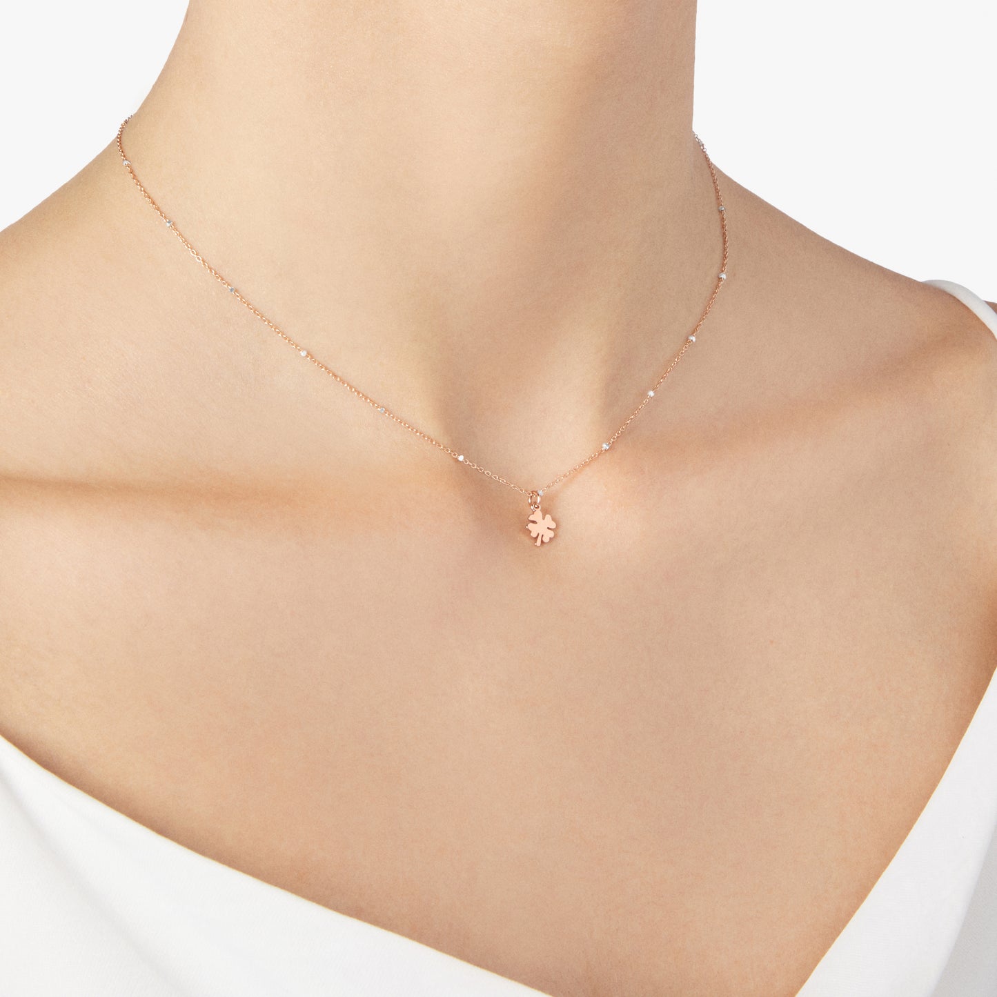 COLLANA MINI QUADRIFOGLIO ORO ROSA - Tangredi Gioielleria