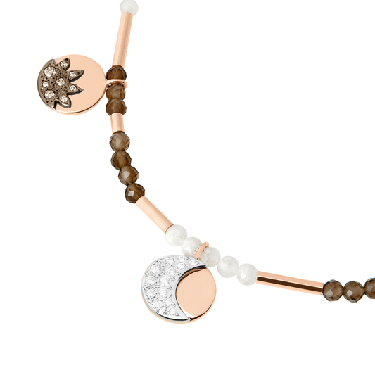 COLLANA MOON & SUN ORO ROSA E DIAMANTI