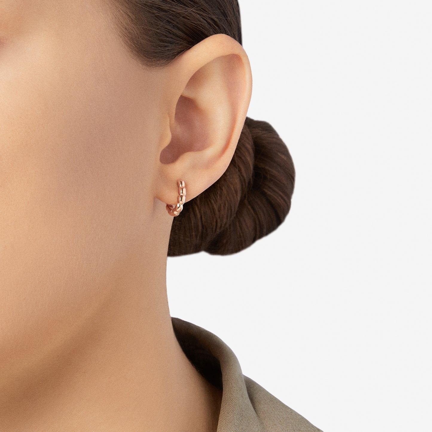 ORECCHINO HOOP GRANELLI ORO ROSA - Tangredi Gioielleria