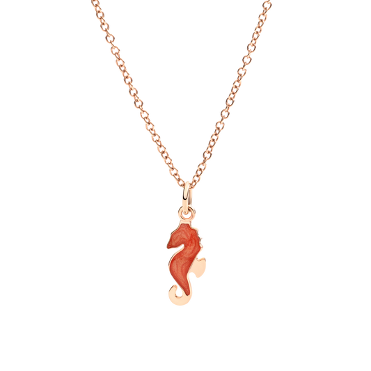 CIONDOLO CAVALLUCCIO MARINO ORO ROSA E SMALTO - Tangredi Gioielleria