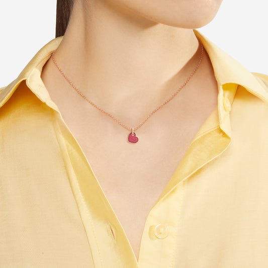 CIONDOLO CUORE ORO ROSA E SMALTO - Tangredi Gioielleria