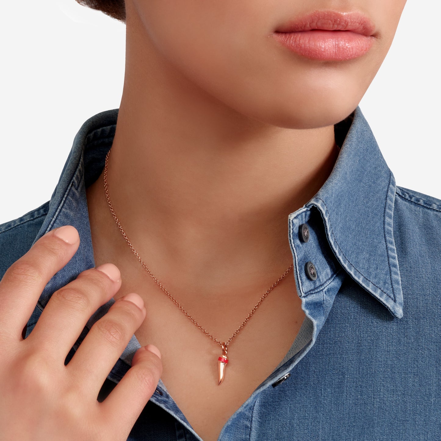 CIONDOLO CORNETTO ORO ROSA E SMALTO - Tangredi Gioielleria