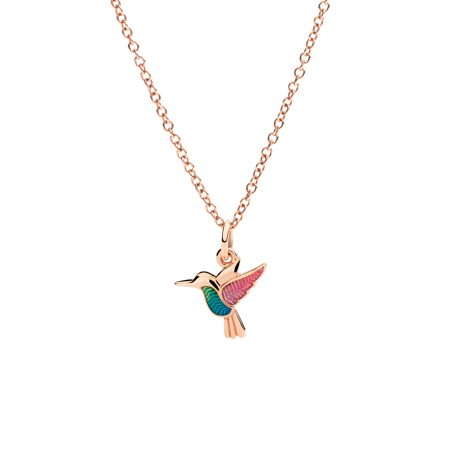 CIONDOLO COLIBRì ORO ROSA E SMALTO - Tangredi Gioielleria