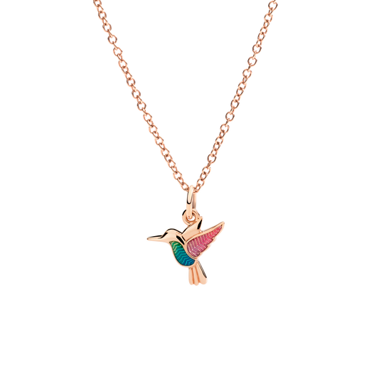CIONDOLO COLIBRì ORO ROSA E SMALTO - Tangredi Gioielleria