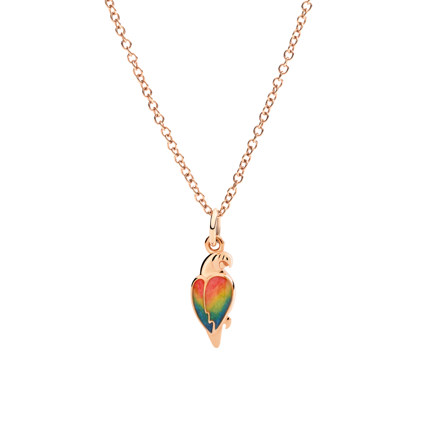CIONDOLO PAPPAGALLO ORO ROSA E SMALTO - Tangredi Gioielleria