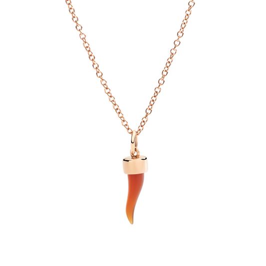 CIONDOLO CORNETTO ORO ROSA E CORNIOLA - Tangredi Gioielleria