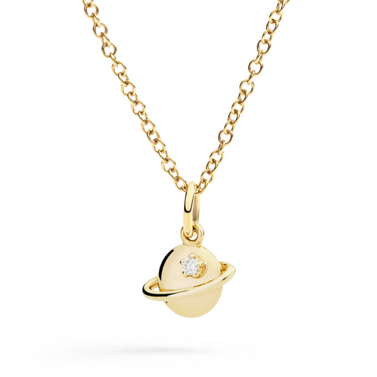 CIONDOLO PIANETA ORO GIALLO E DIAMANTE - Tangredi Gioielleria