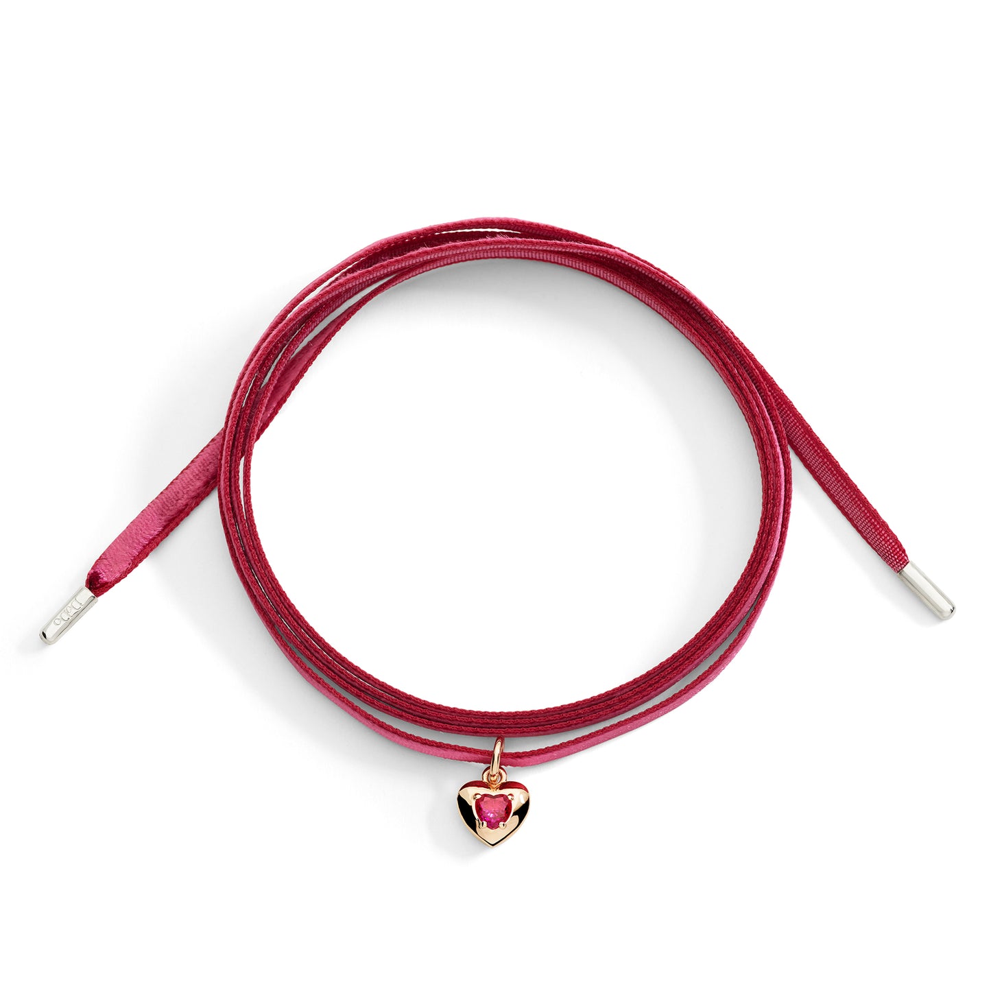 CIONDOLO CUORE ORO ROSA E RUBINO SINTETICO