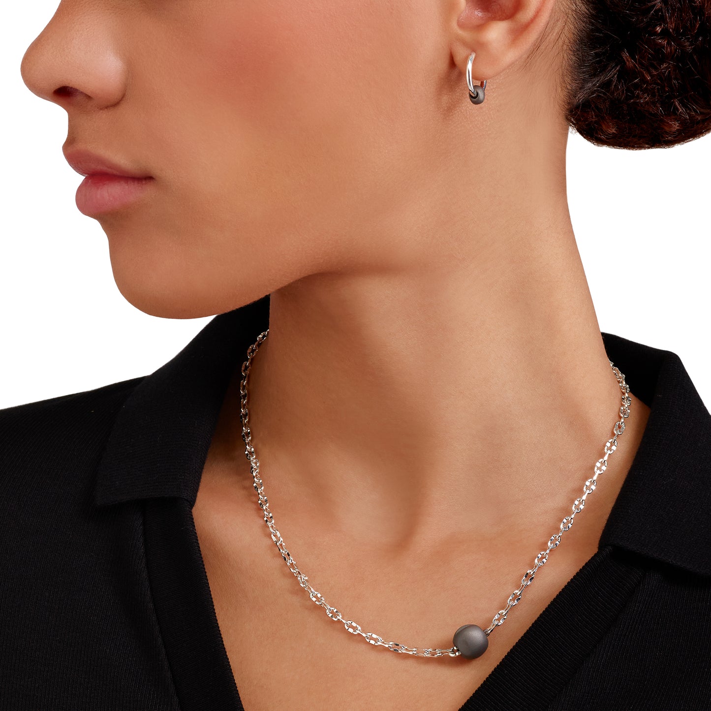 ORECCHINI HOOP PEPITA ARGENTO E TITANIO - Tangredi Gioielleria