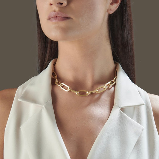 COLLANA SABBIATA CATENE OVALI CHIC - Tangredi Gioielleria