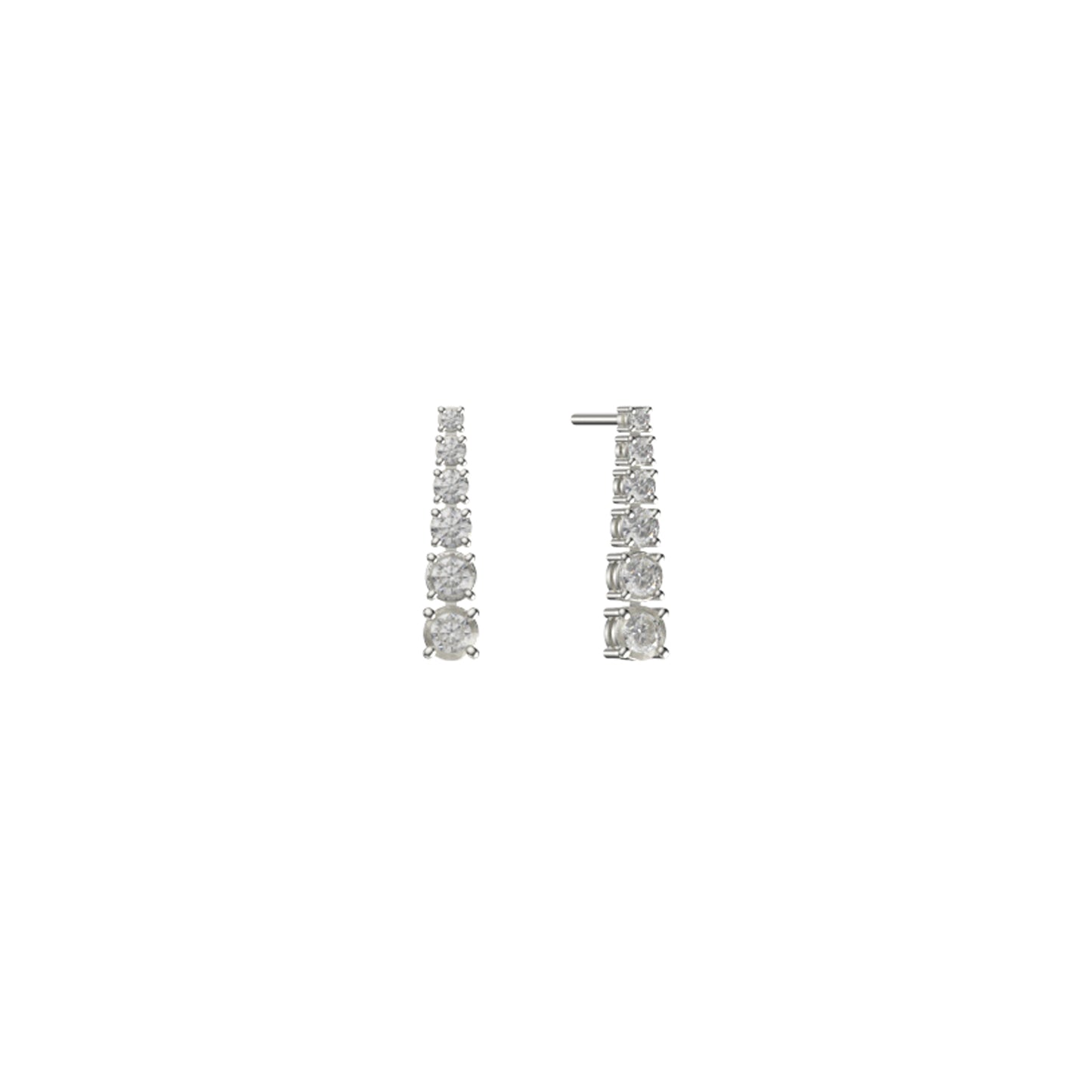 ORECCHINI EVOLUTION A SCALARE TITANIO SILVER E DIAMANTI LAB. - Tangredi Gioielleria