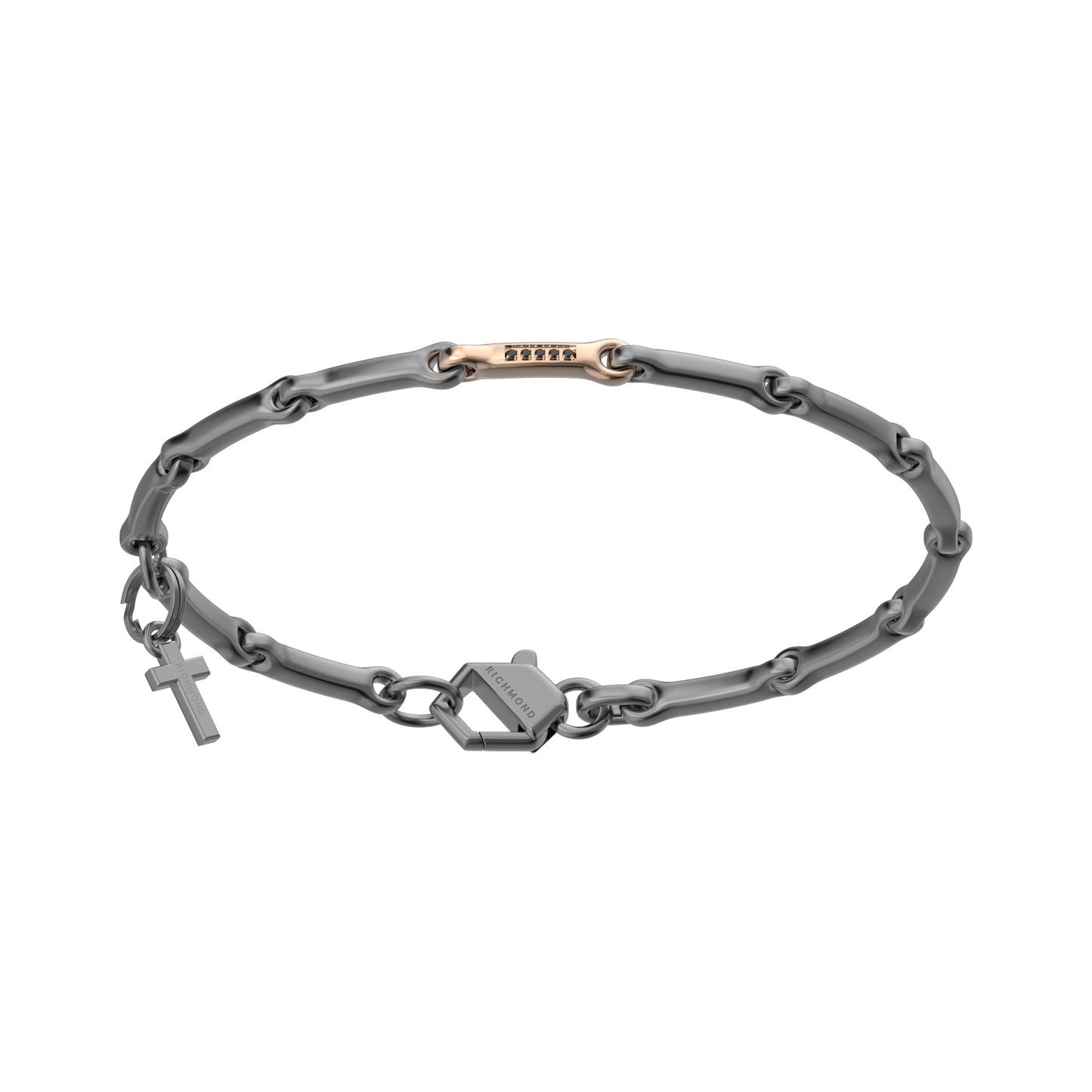 BRACCIALE RANGE CHAIN BRUNITO CON BRILLANTI NERI LAB. - Tangredi Gioielleria