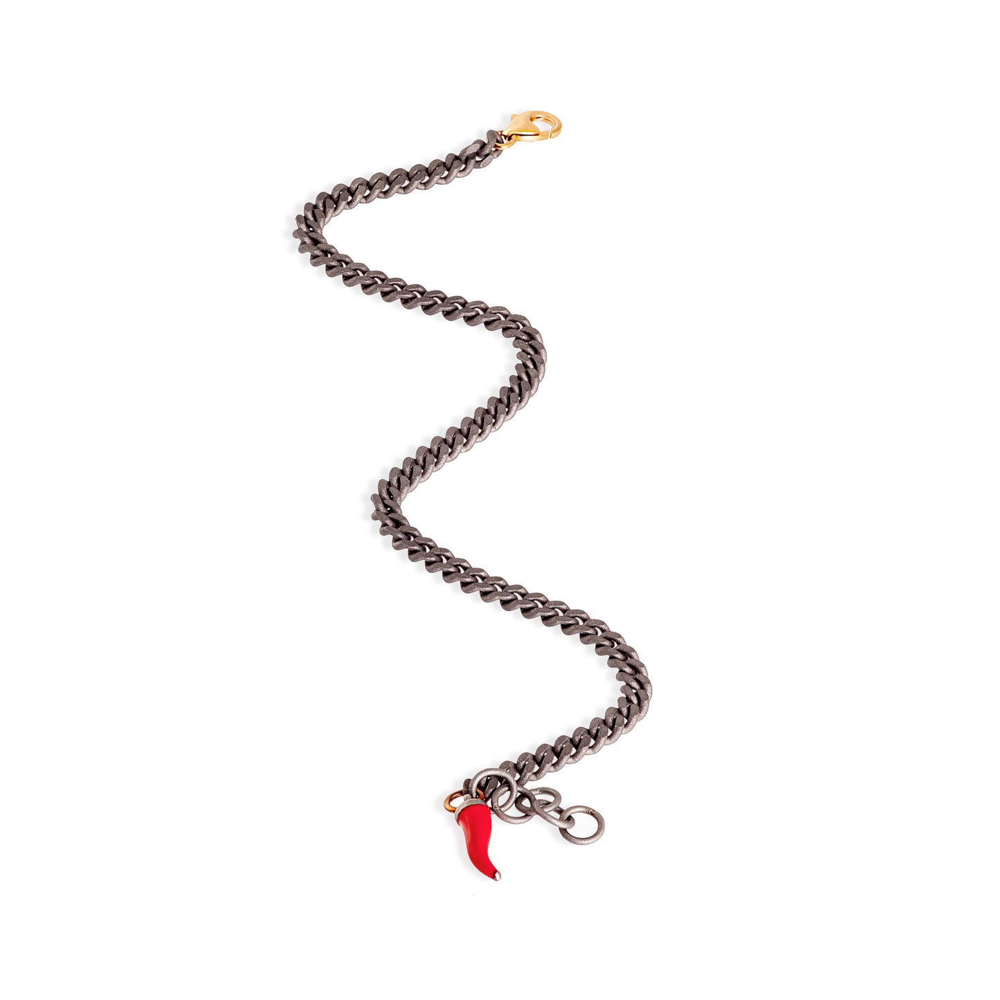 BRACCIALE TITANIO GROUMETTE MINI E CORNETTO ROSSO - Tangredi Gioielleria