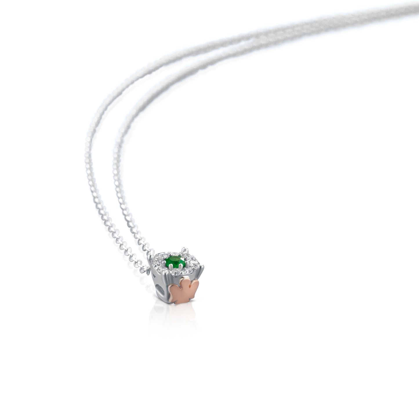 GIROCOLLO CON ANGELO IN ORO DIAMANTI E SMERALDO - Tangredi Gioielleria