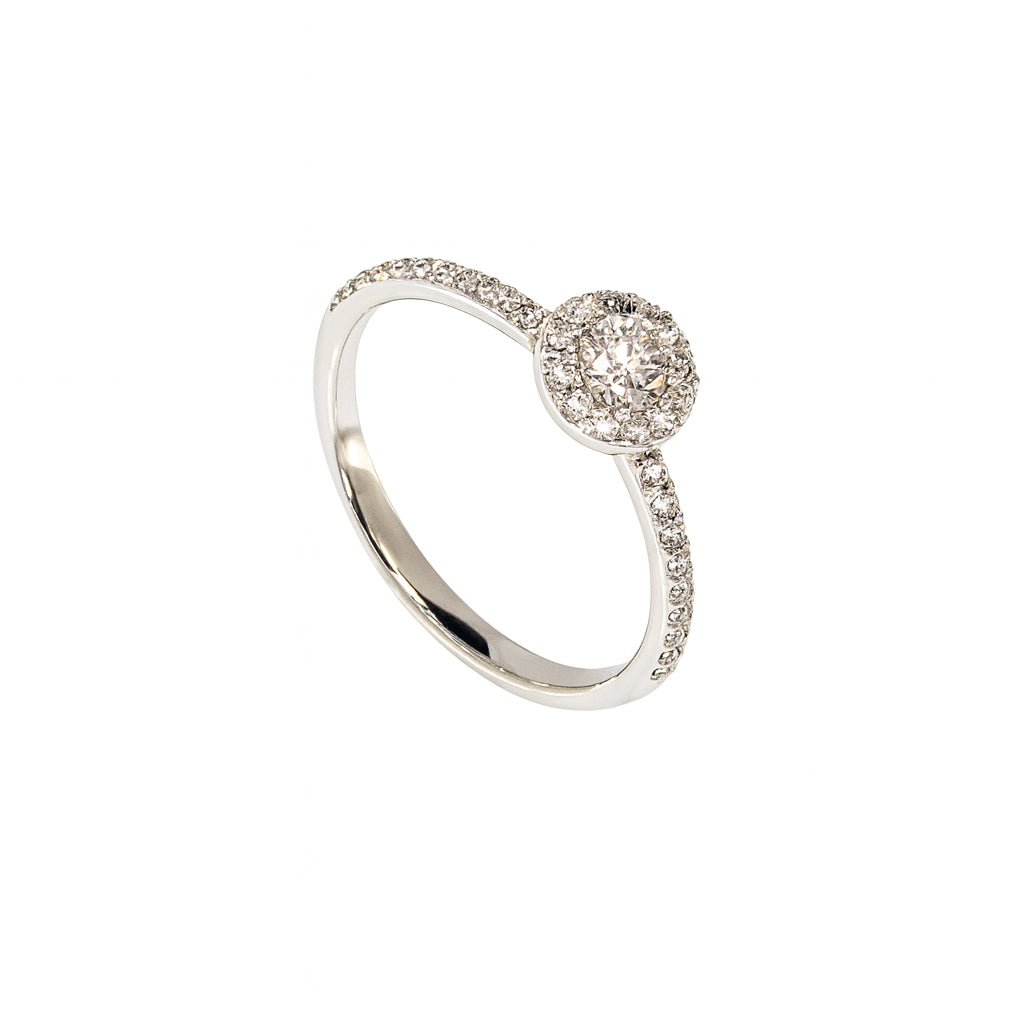 ANELLO SOLITARIO JENNIFER ORO BIANCO E DIAMANTI - Tangredi Gioielleria