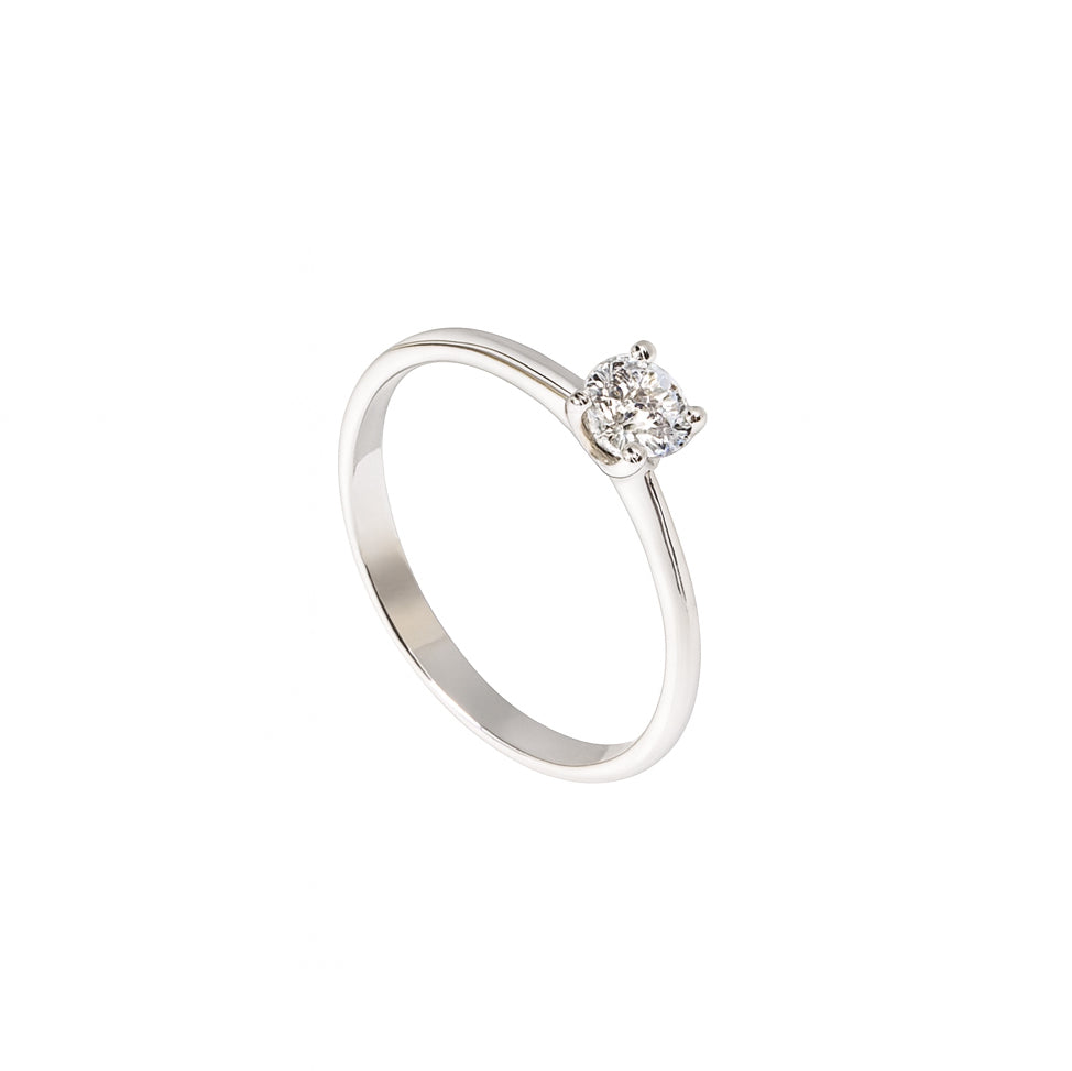 ANELLO SOLITARIO ORO BIANCO E DIAMANTE