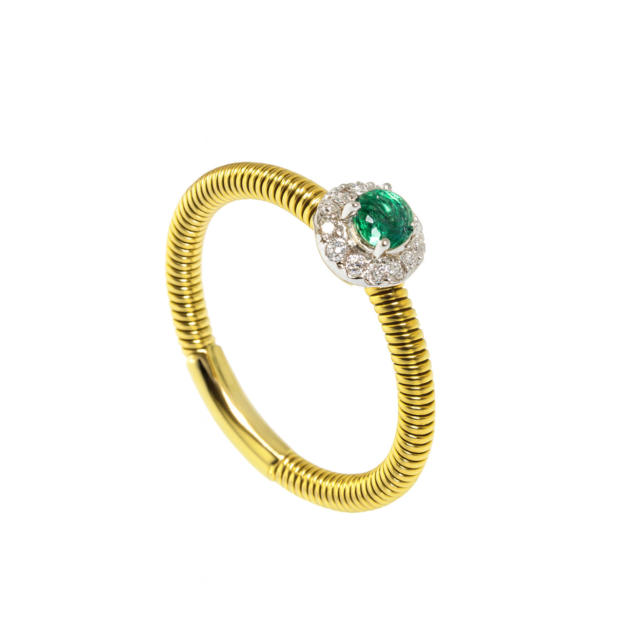 ANELLO ORO, DIAMANTI E SMERALDO - Tangredi Gioielleria