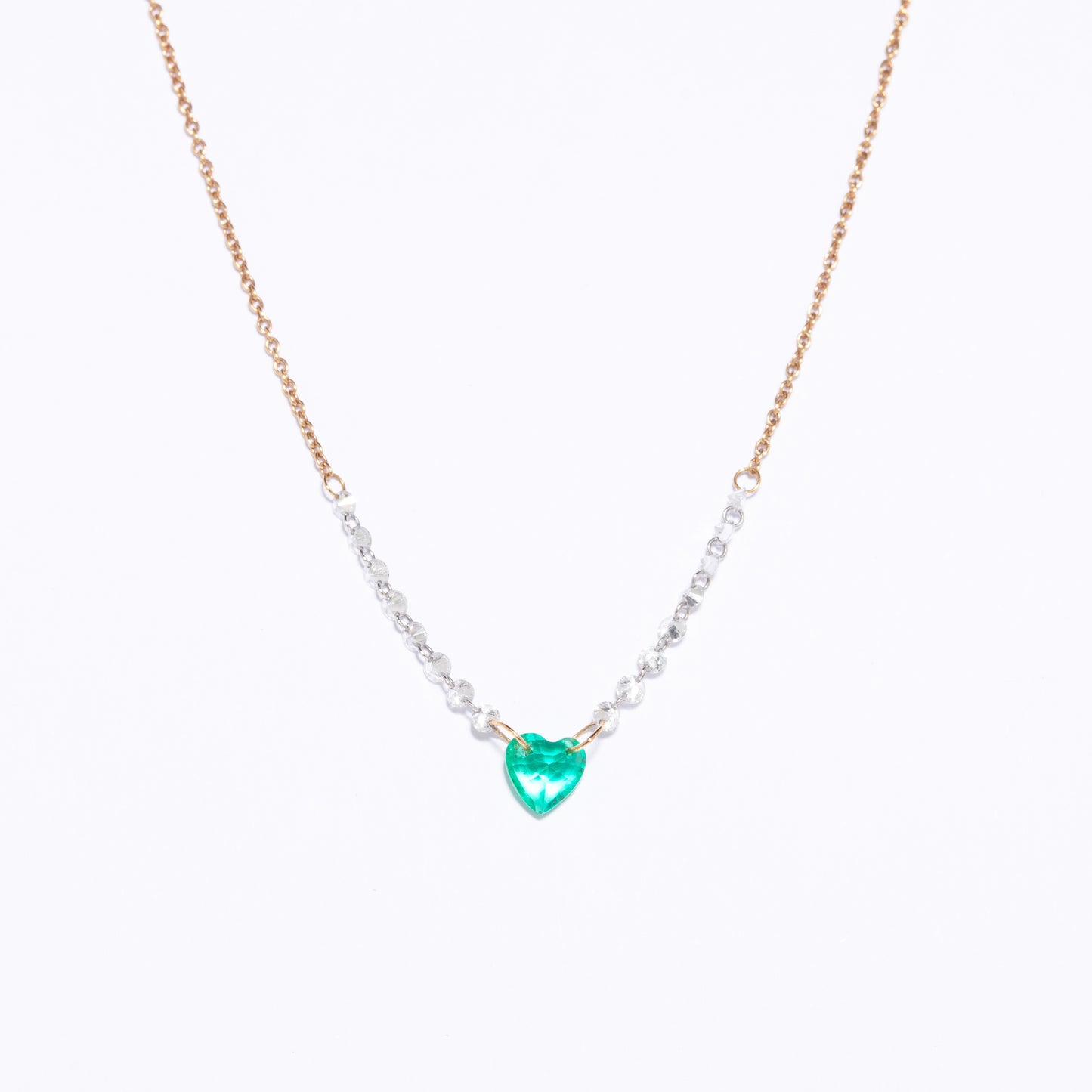 GIROCOLLO ORO ROSA CON SMERALDO E DIAMANTI