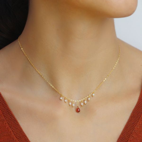 GIROCOLLO FRANGE PERLE E GRANATO