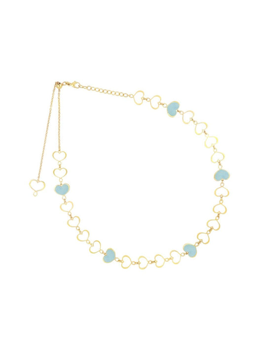 CHOCKER CUORI SMALTO TURCHESE - Tangredi Gioielleria