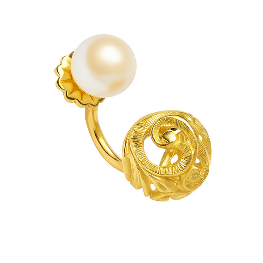 ORECCHINI DORATI PERLA E SFERA - Tangredi Gioielleria