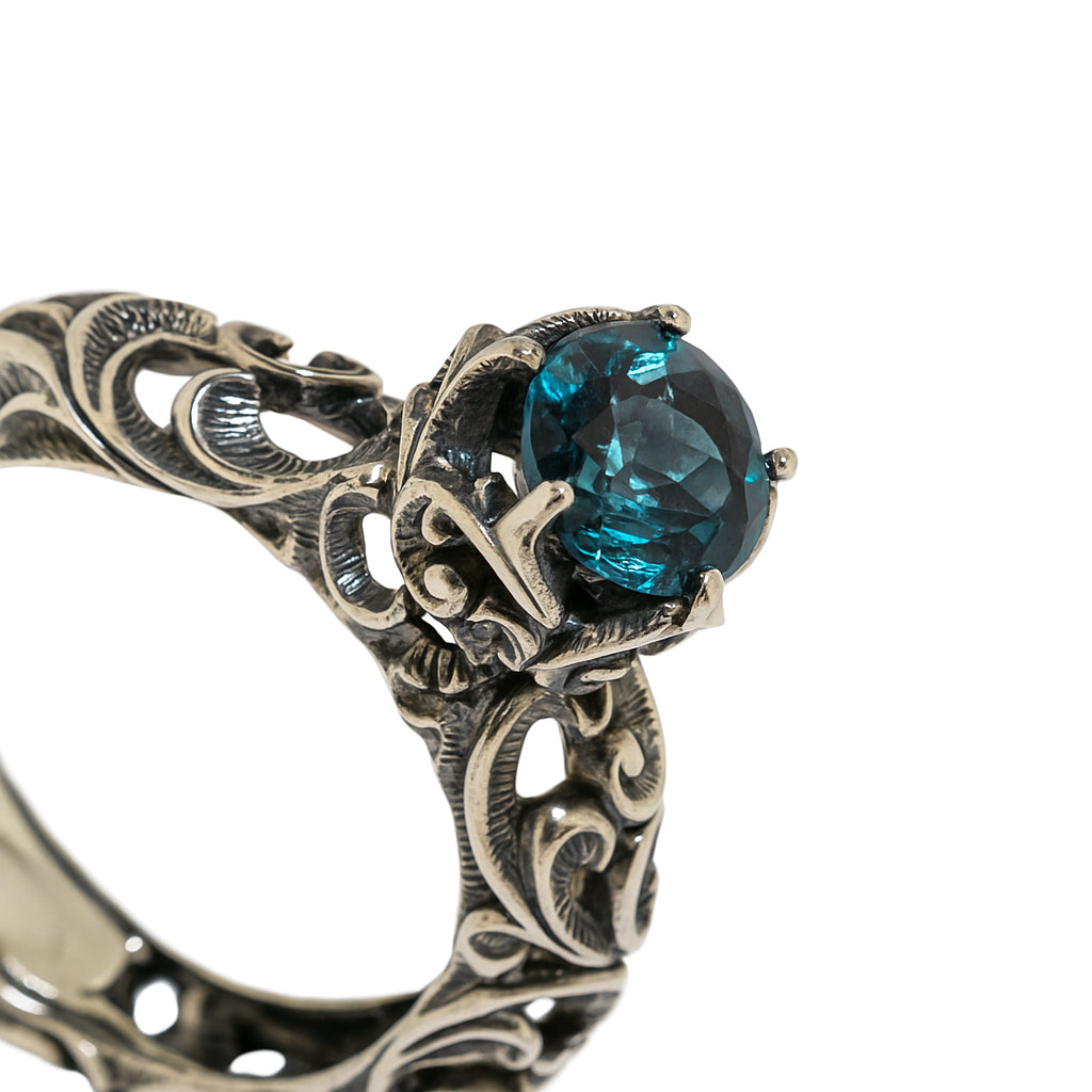ANELLO SOLITARIO ARGENTO CON TOPAZIO BLUE LONDON - Tangredi Gioielleria