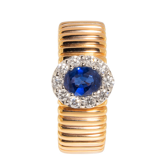 ANELLO ORO ROSA CON ZAFFIRO E DIAMANTI - Tangredi Gioielleria