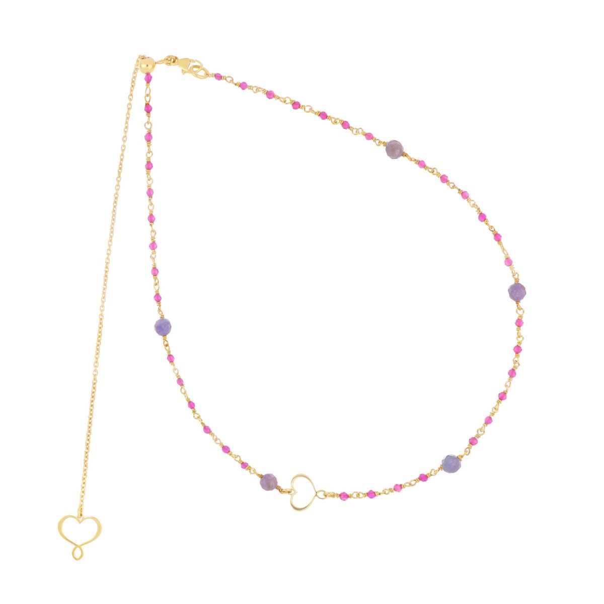 GIROCOLLO ROSARIO RUBELLITE E TANZANITE - Tangredi Gioielleria