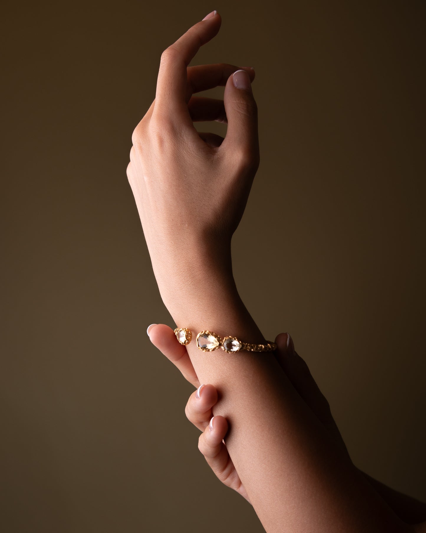 BRACCIALE TRE GOCCE DORATO CON QUARZO LEMON - Tangredi Gioielleria