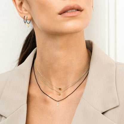 GIROCOLLO SMALTO NERO E LETTERA ORO - Tangredi Gioielleria