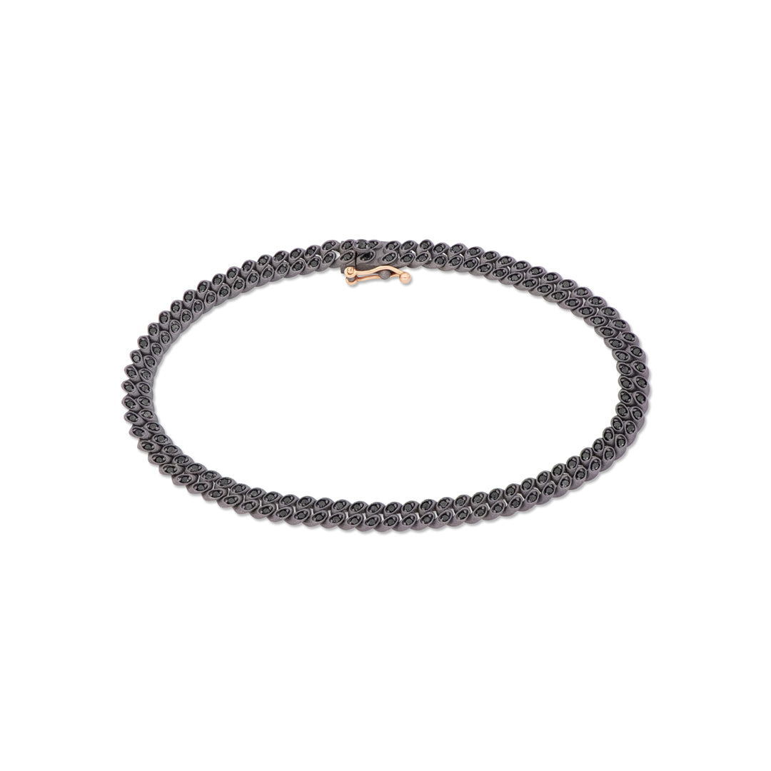 BRACCIALE TITANIO MINI GROUMETTE E DIAMANTI NERI - Tangredi Gioielleria