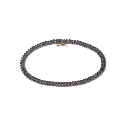 BRACCIALE TITANIO MINI GROUMETTE E DIAMANTI NERI - Tangredi Gioielleria