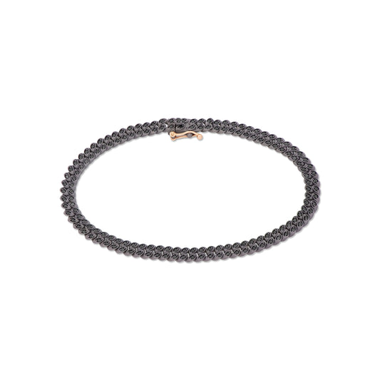BRACCIALE TITANIO MINI GROUMETTE E DIAMANTI NERI - Tangredi Gioielleria