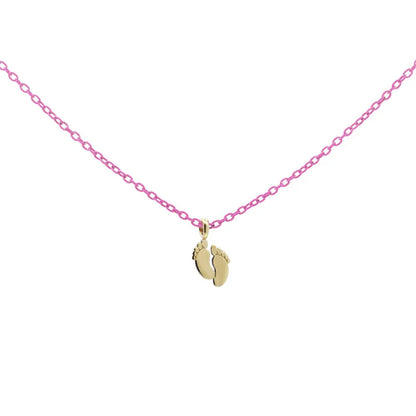 GIROCOLLO SMALTO ROSA E BABY FEET ORO - Tangredi Gioielleria