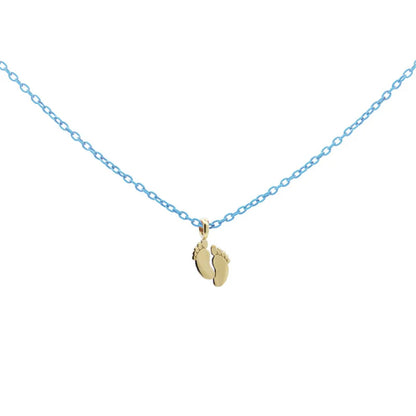 GIROCOLLO SMALTO AZZURRO E BABY FEET ORO - Tangredi Gioielleria