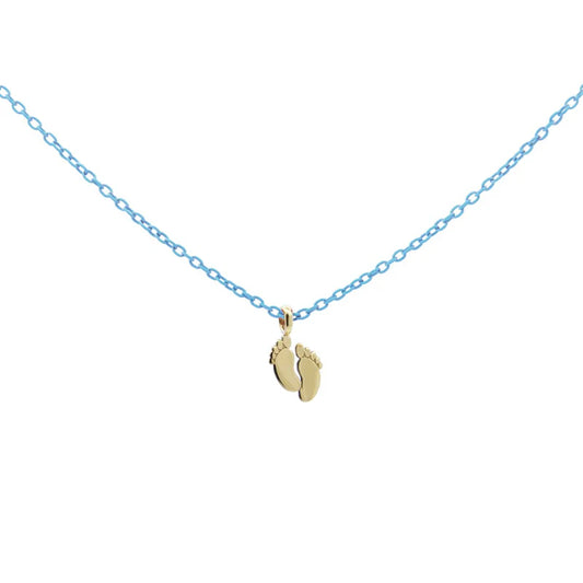 GIROCOLLO SMALTO AZZURRO E BABY FEET ORO - Tangredi Gioielleria