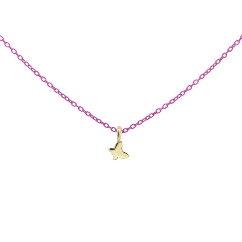 GIROCOLLO SMALTO AMARENA E FARFALLA ORO - Tangredi Gioielleria