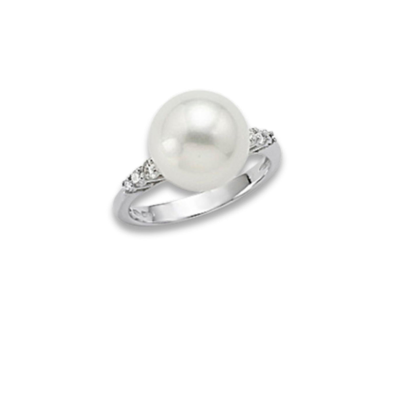 ANELLO ORO BIANCO CON PERLA E DIAMANTI - Tangredi Gioielleria