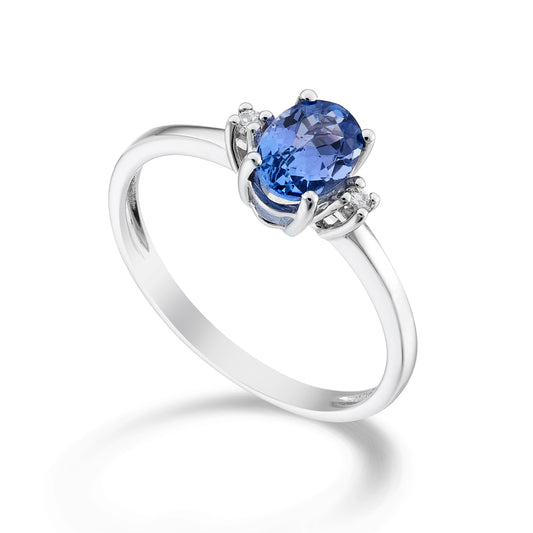 ANELLO ORO BIANCO CON TANZANITE E DIAMANTI - Tangredi Gioielleria