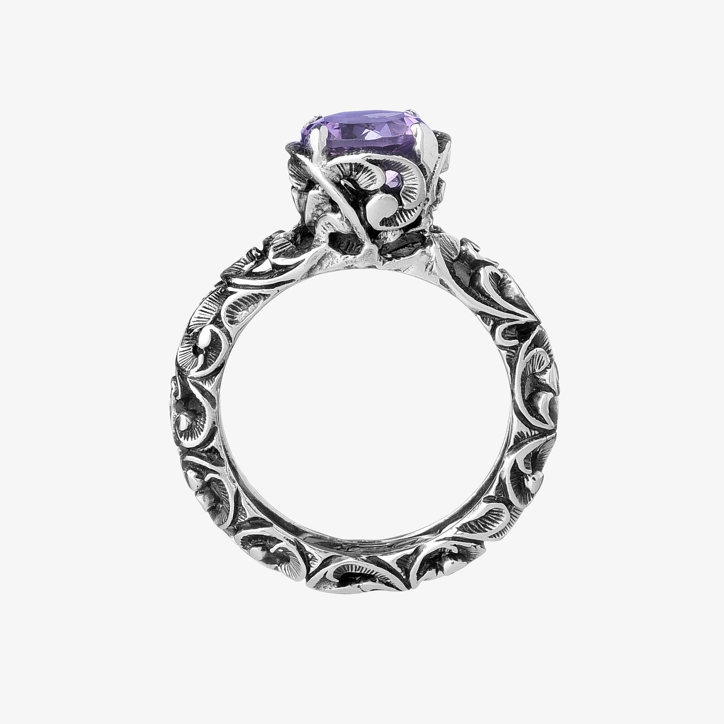 ANELLO SOLITARIO ARGENTO CON AMETISTA - Tangredi Gioielleria
